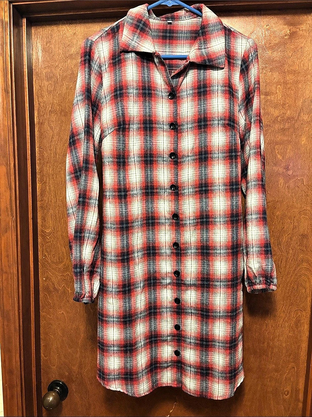 Plaid Shirt Dress in Red & Black Like New